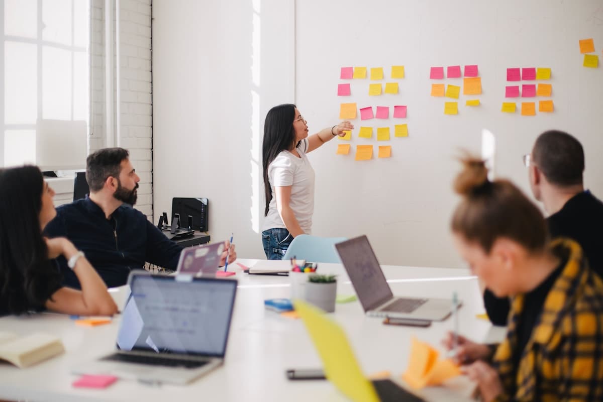 Diverse team of professionals collaborating on business growth strategy