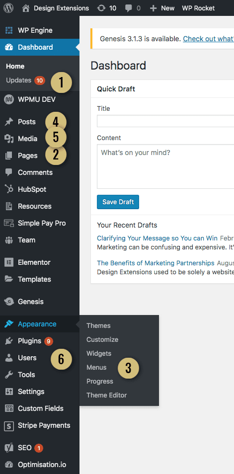 WordPress Dashboard Interface