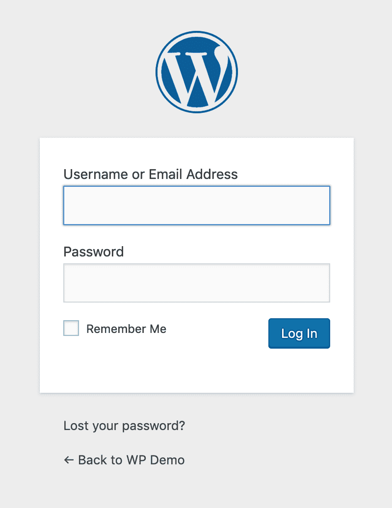 WordPress Login Screen Interface